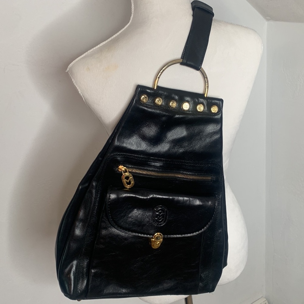 Marino Orlandi Stunning Black Gold Vintage Quality Leather Back Made in Italy - Picture 16 of 17